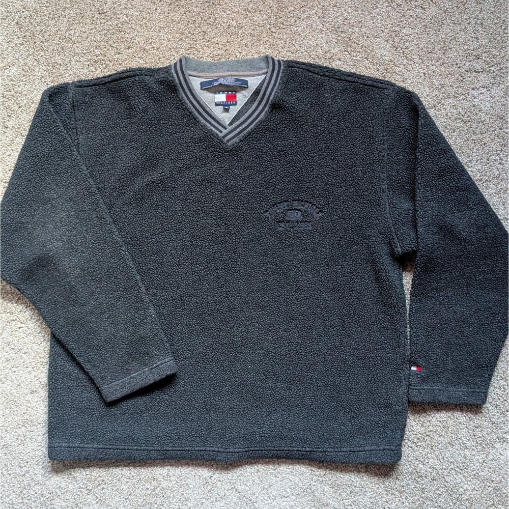 VTG Tommy Hilfiger Mens Sz XL Sherpa Pullover Sweatshirt Long Sleeve Y2K Classic